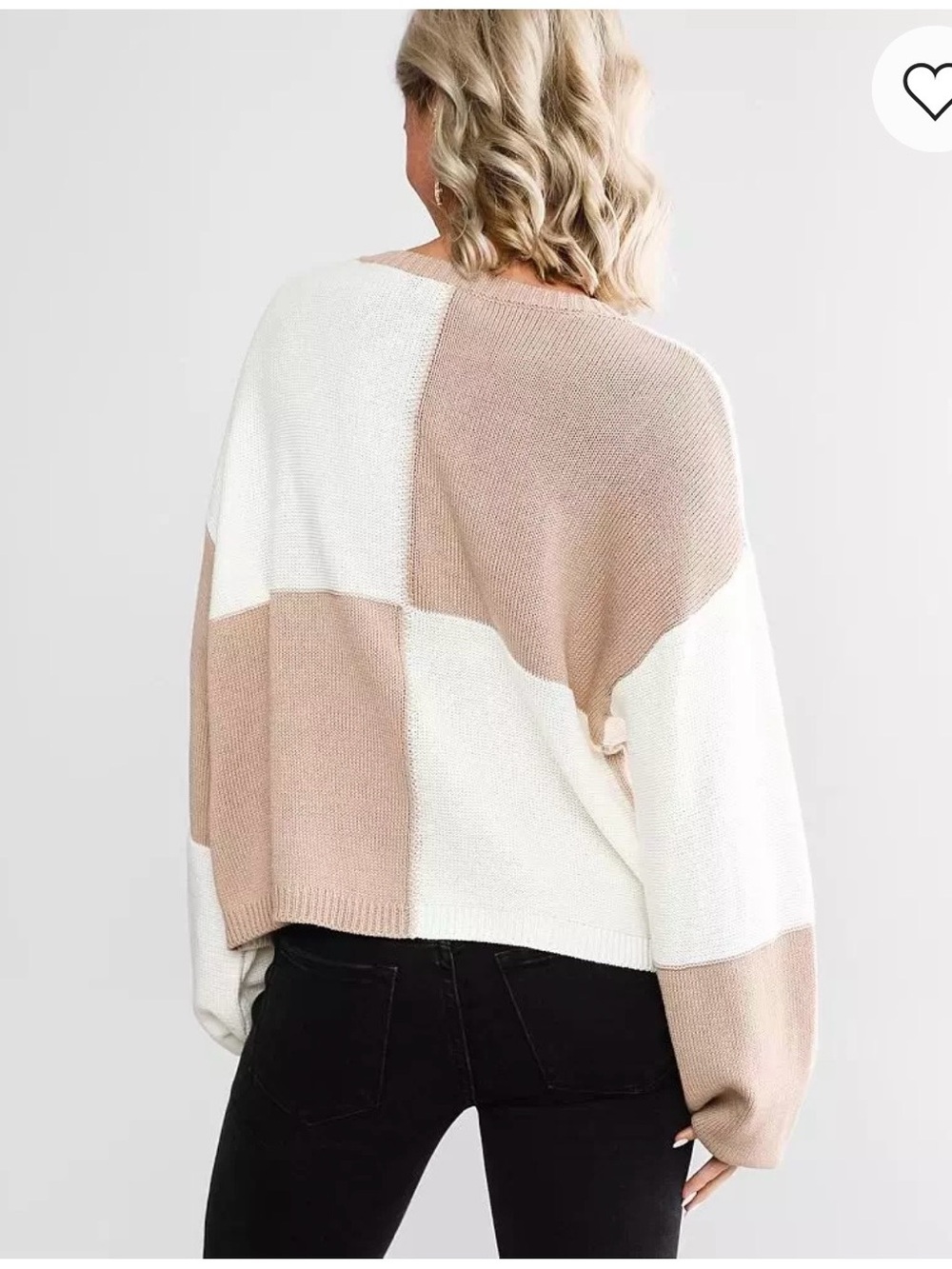 Z Supply Women’s M Lightweight Solange Color Block Check Taupe Sweater - Picture 3 of 10